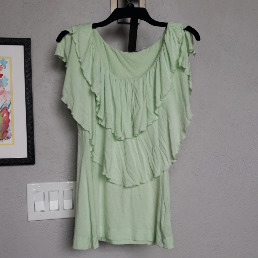 Anthropologie ruffle top light sage green